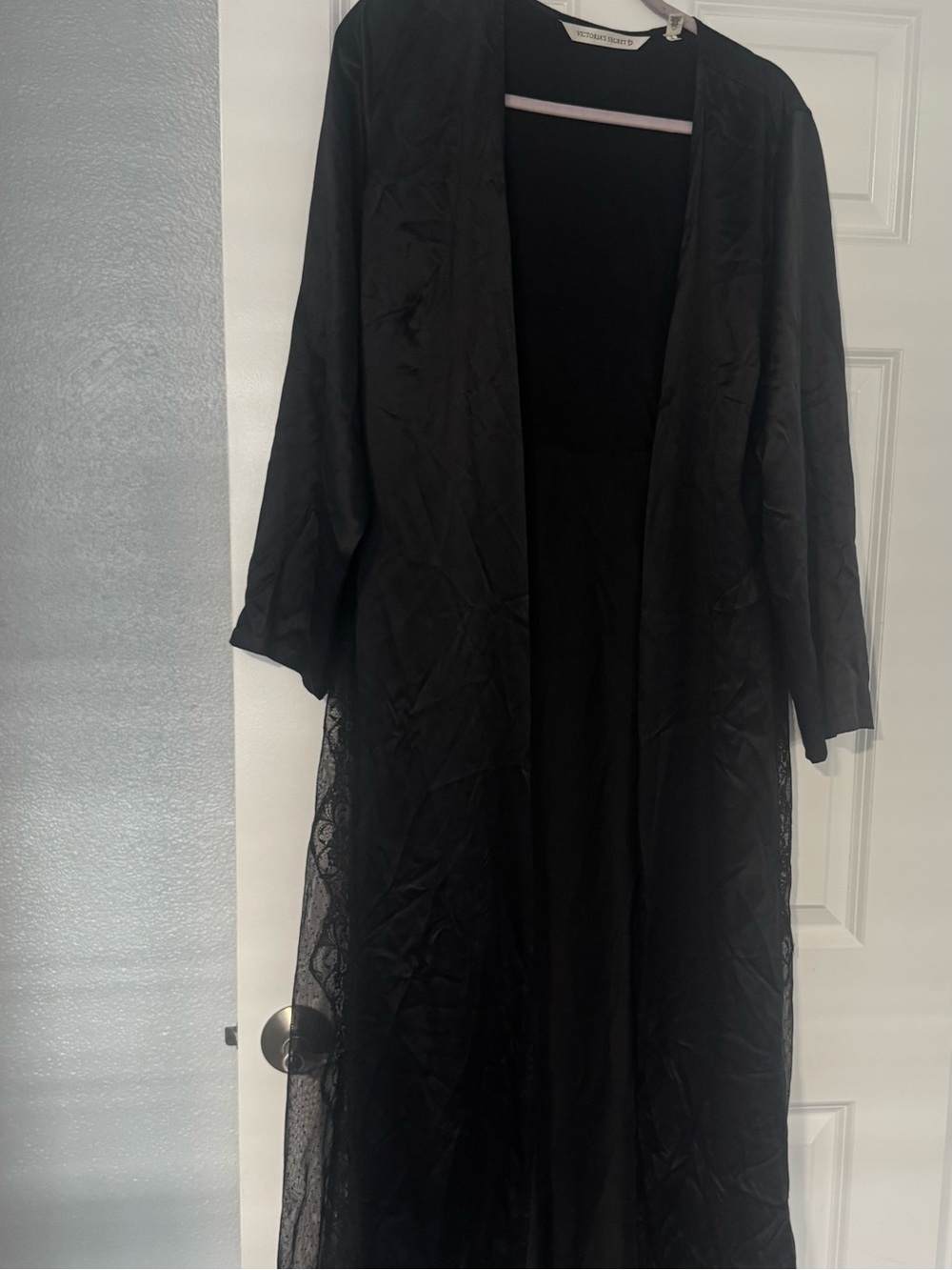 Victoria's Secret Black Lace Long Kimono Robe